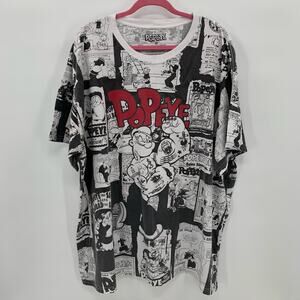 Popeye The Sailor Man Graphic T-Shirt Mens 5XL Comic Strip All Over Print